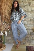 Daughter Of Ibiza Indira Balloon Sleeve Shirt French Navy & Denim 